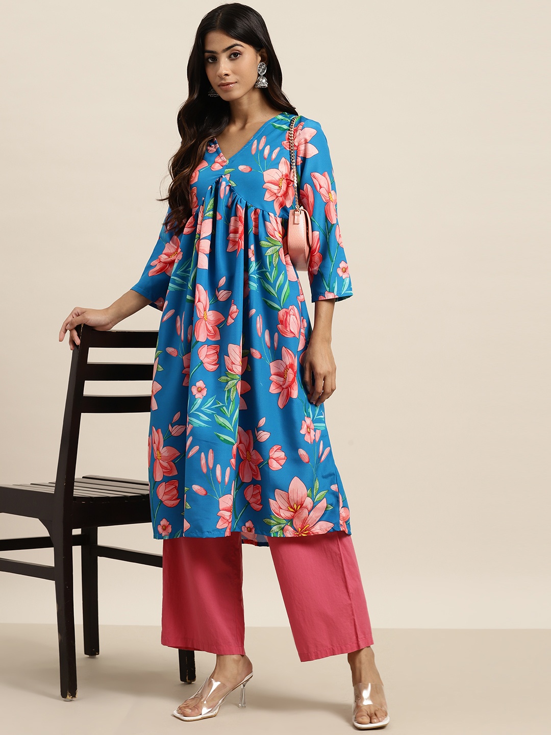 

Moda Rapido Floral Print Kurta, Blue