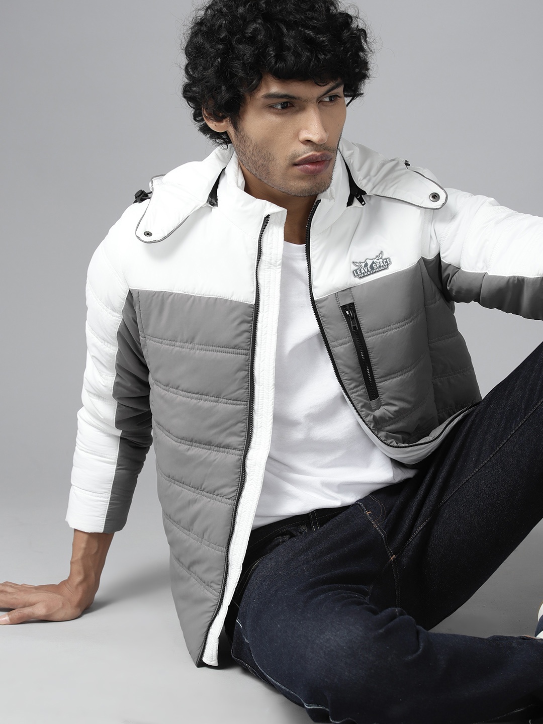 

The Roadster Lifestyle Co. Colourblocked Padded Jacket, Grey