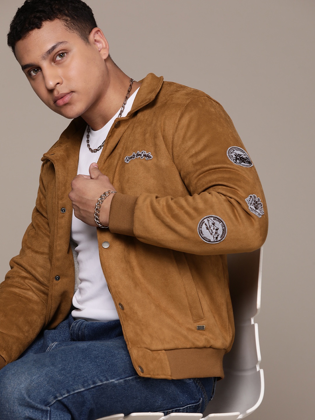 

The Roadster Lifestyle Co. Applique Detail Tailored Jacket, Brown