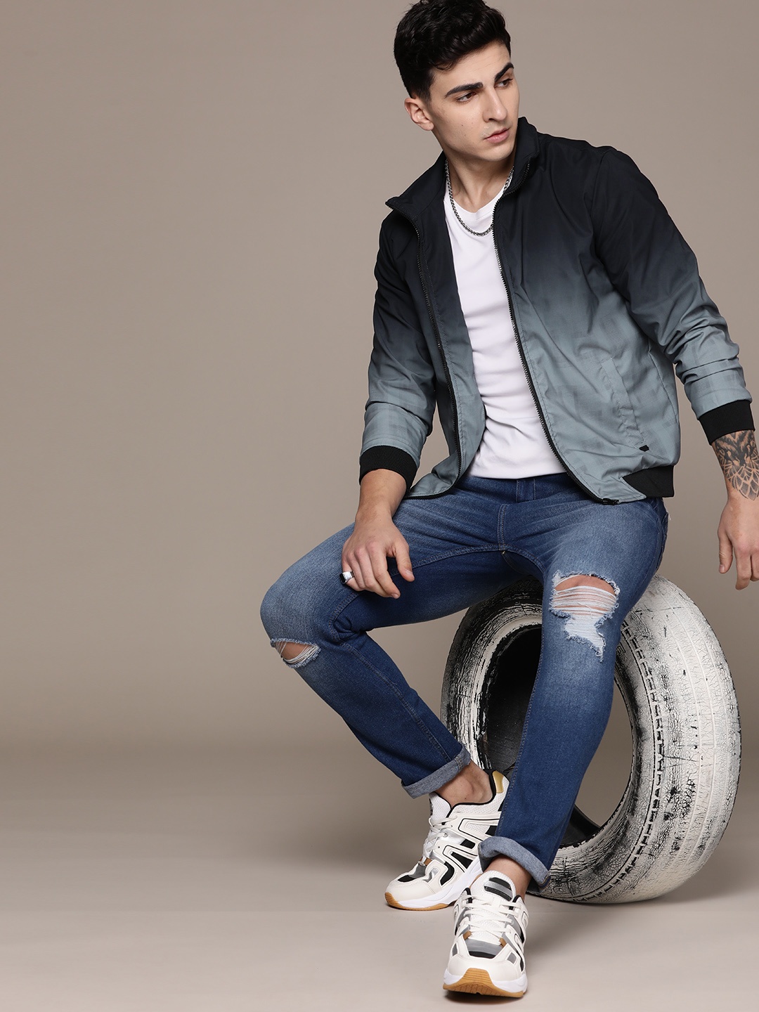 

The Roadster Lifestyle Co. Ombre Bomber Jacket, Black