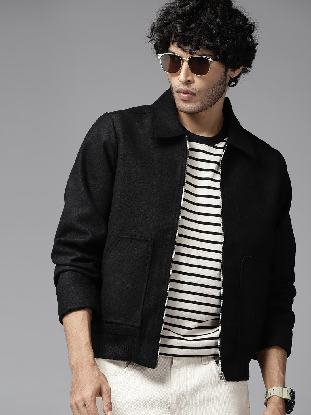 

The Roadster Lifestyle Co. Spread Collar Tailored Jacket, Black