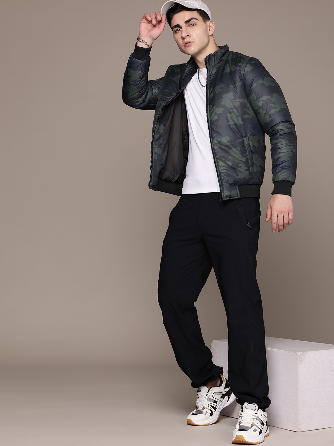 

The Roadster Lifestyle Co. Camouflage Printed Bomber Jacket, Olive