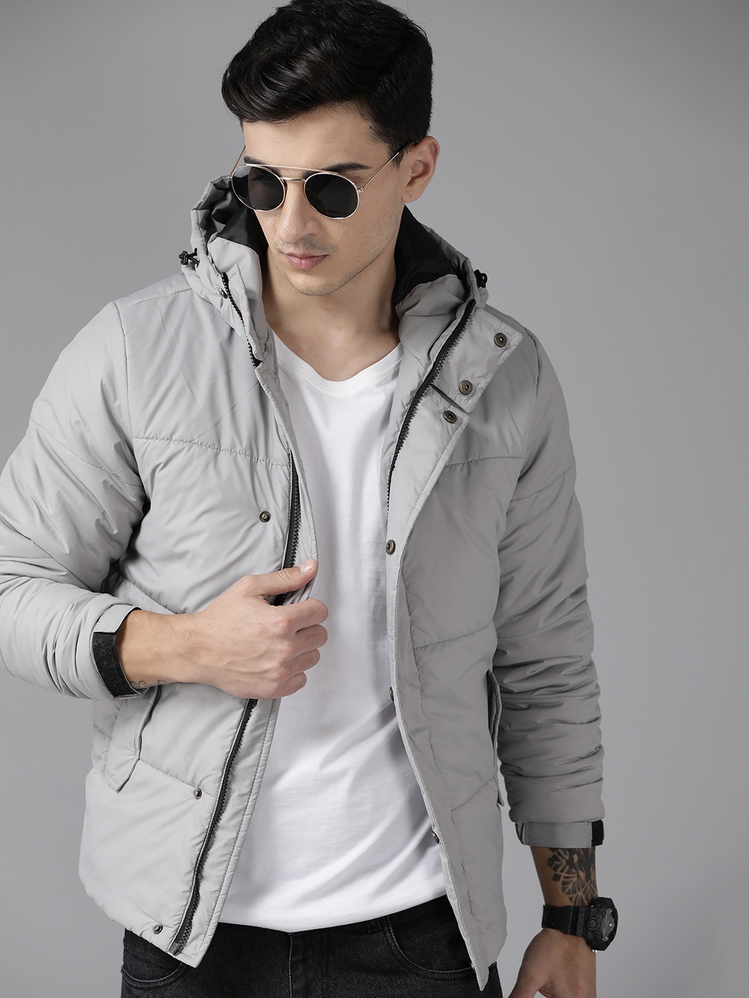 

The Roadster Lifestyle Co. Hooded Padded Jacket, Grey