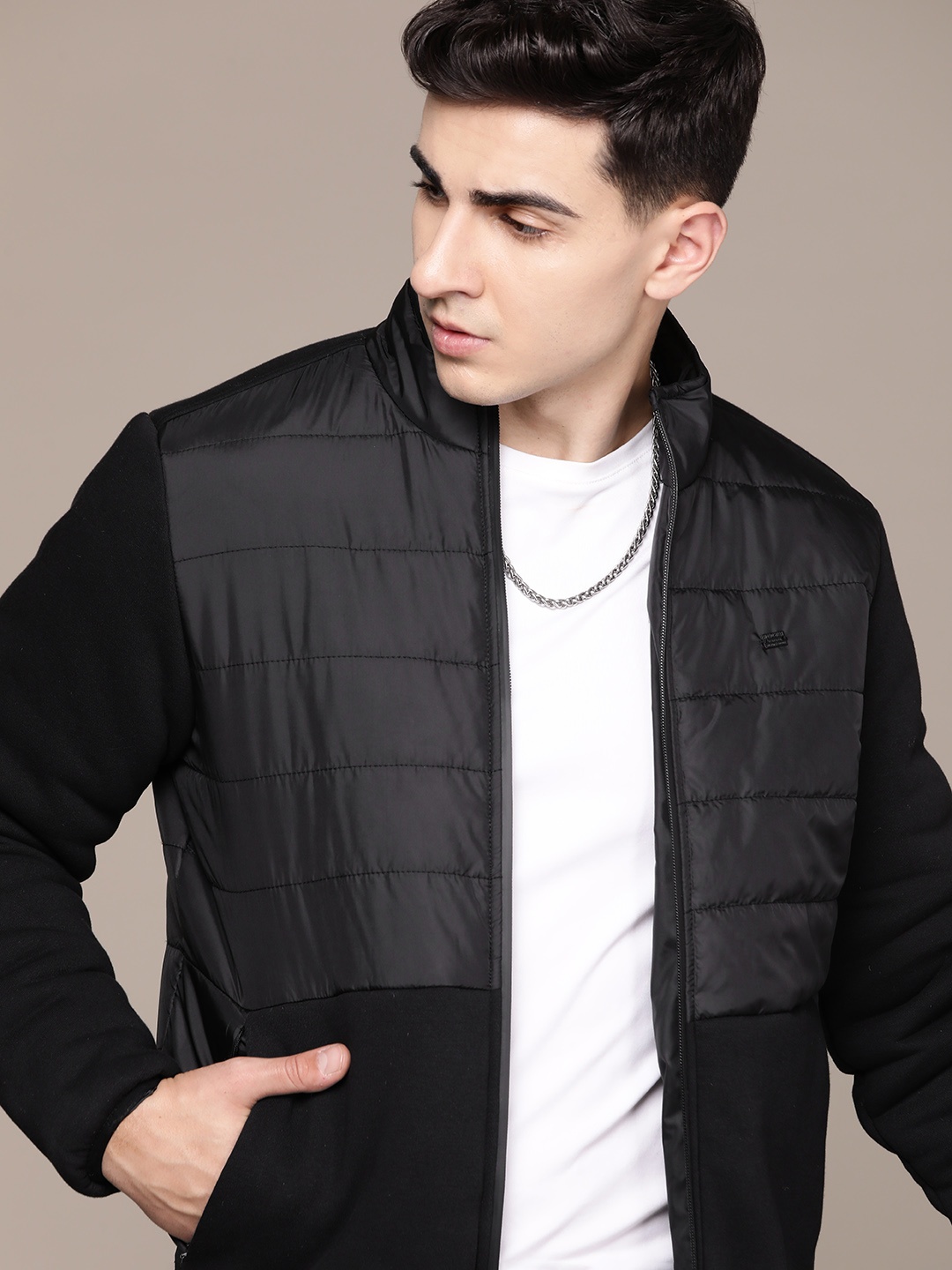 

The Roadster Lifestyle Co. Mock Collar Bomber Jacket, Black