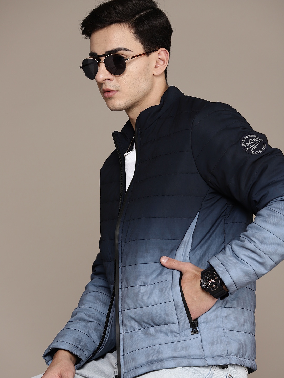 

The Roadster Lifestyle Co. Checked Padded Jacket, Blue