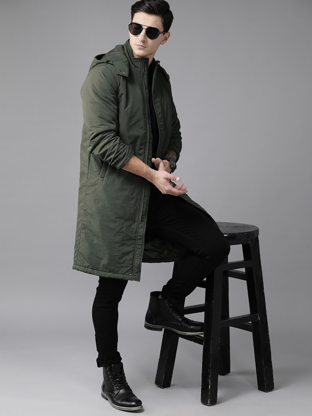 

The Roadster Lifestyle Co. Longline Padded Jacket, Olive