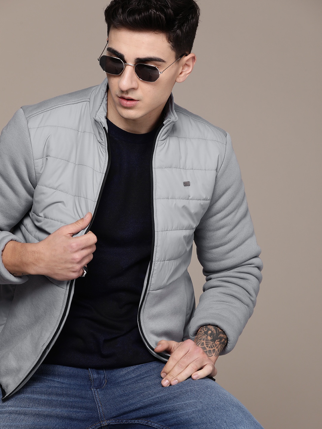 

The Roadster Lifestyle Co. Solid Padded Jacket, Grey