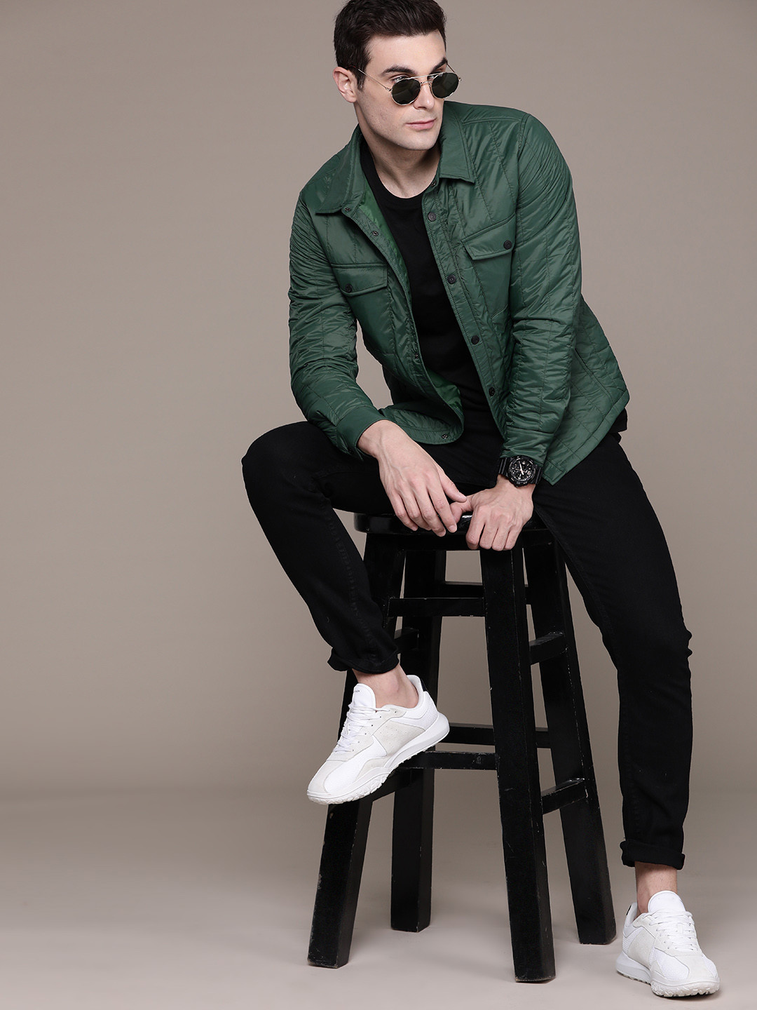 

The Roadster Lifestyle Co. Quilted Jacket With Flap Pockets, Green