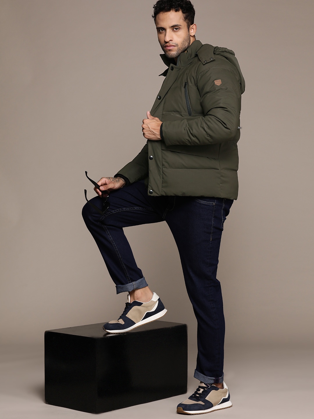 

The Roadster Lifestyle Co. Padded Jacket with Detachable Hood, Olive