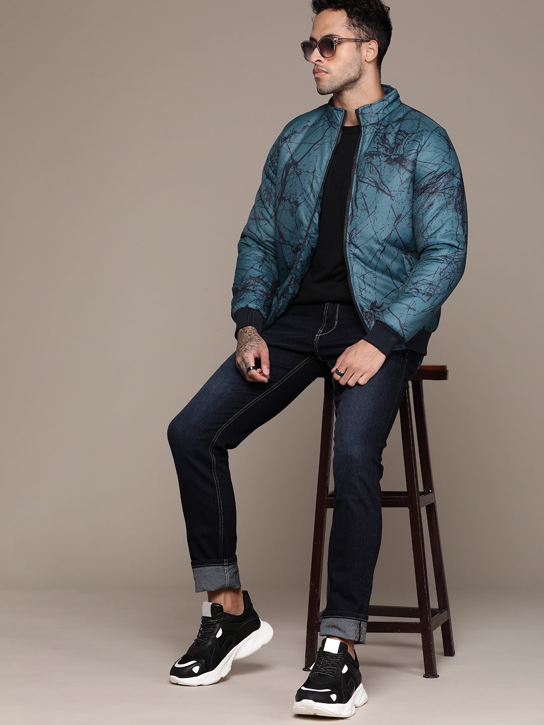 

The Roadster Lifestyle Co. Printed Padded Jacket, Teal