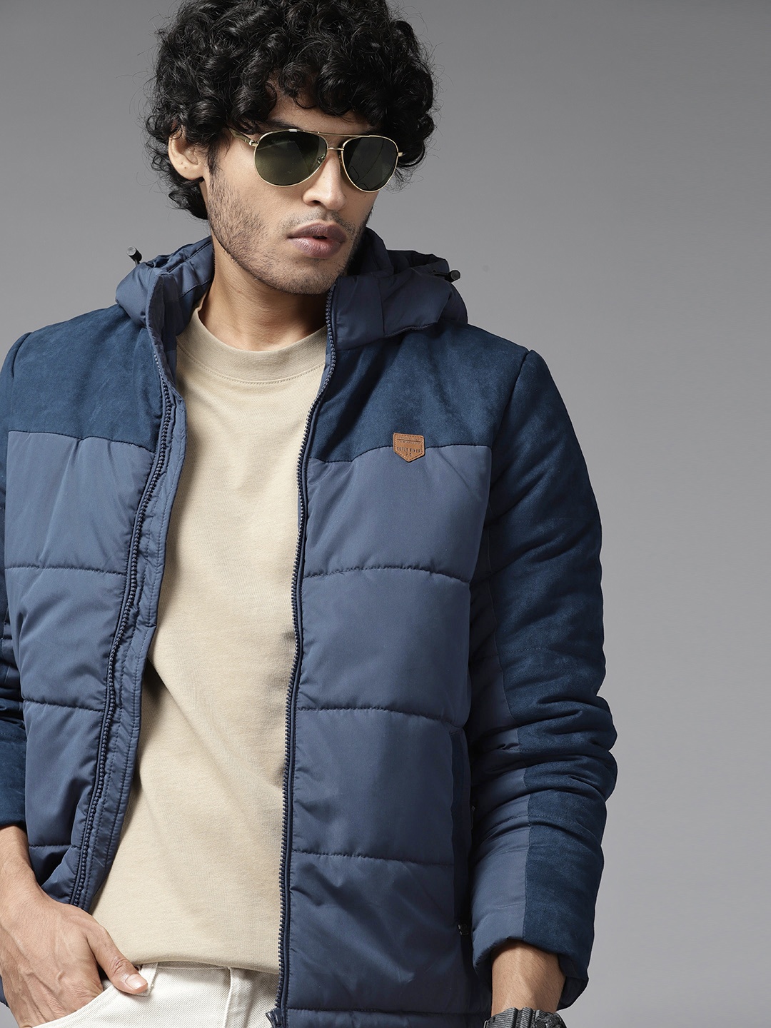 

The Roadster Lifestyle Co. Suede Padded Jacket, Blue