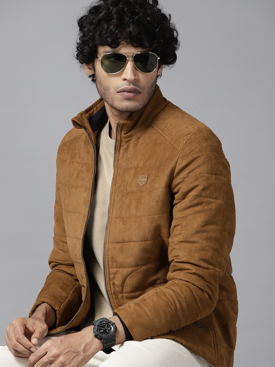 

The Roadster Lifestyle Co. Suede Padded Jacket, Mustard