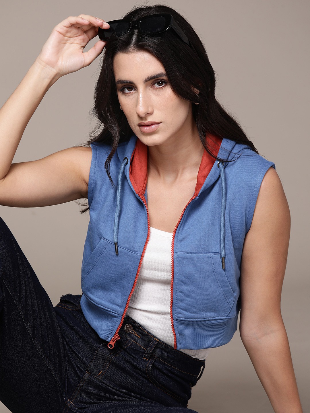 

The Roadster Lifestyle Co. Hooded Crop Sweatshirt, Blue