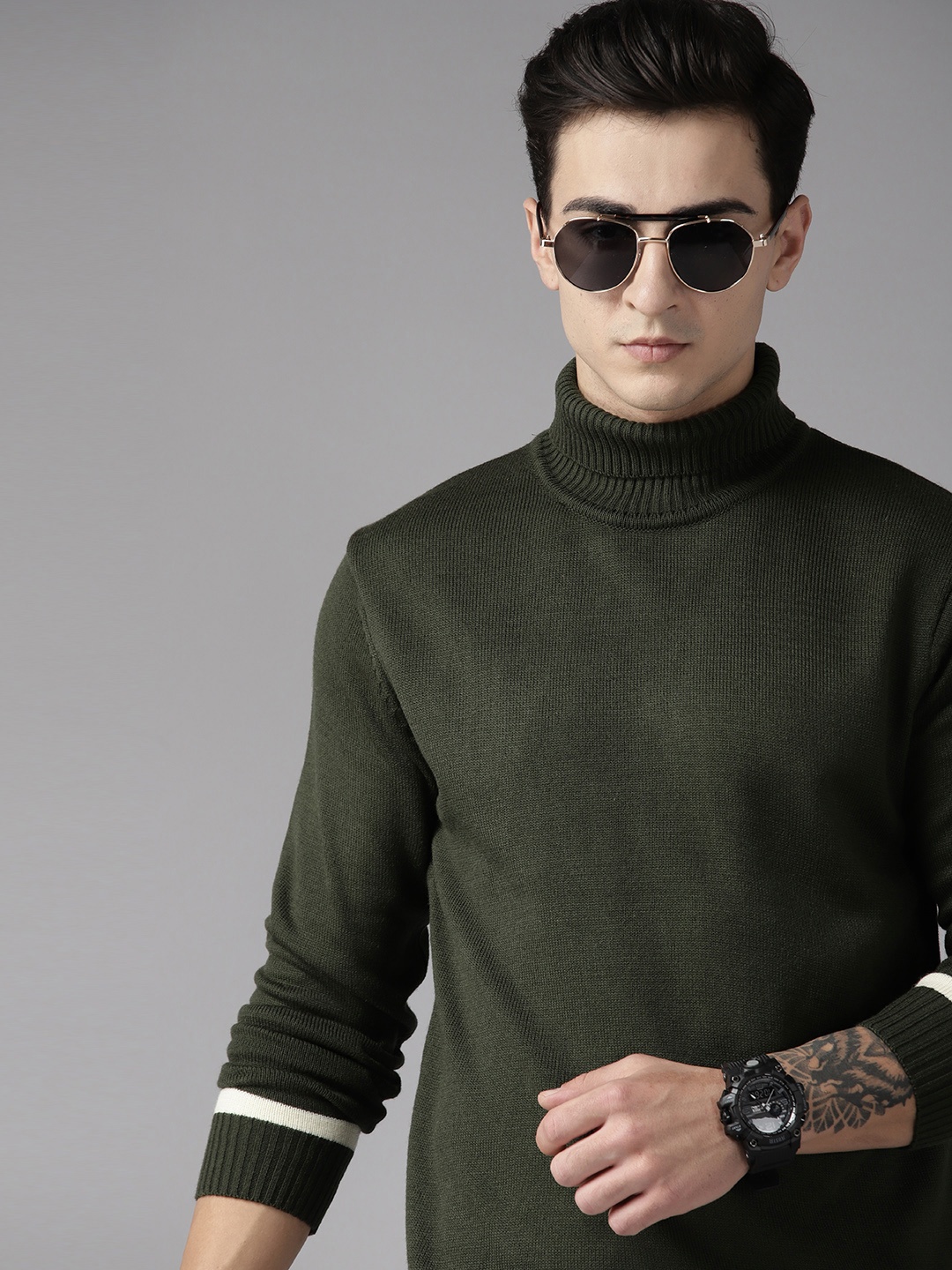 

The Roadster Lifestyle Co. Acrylic Turtle Neck Pullover, Olive