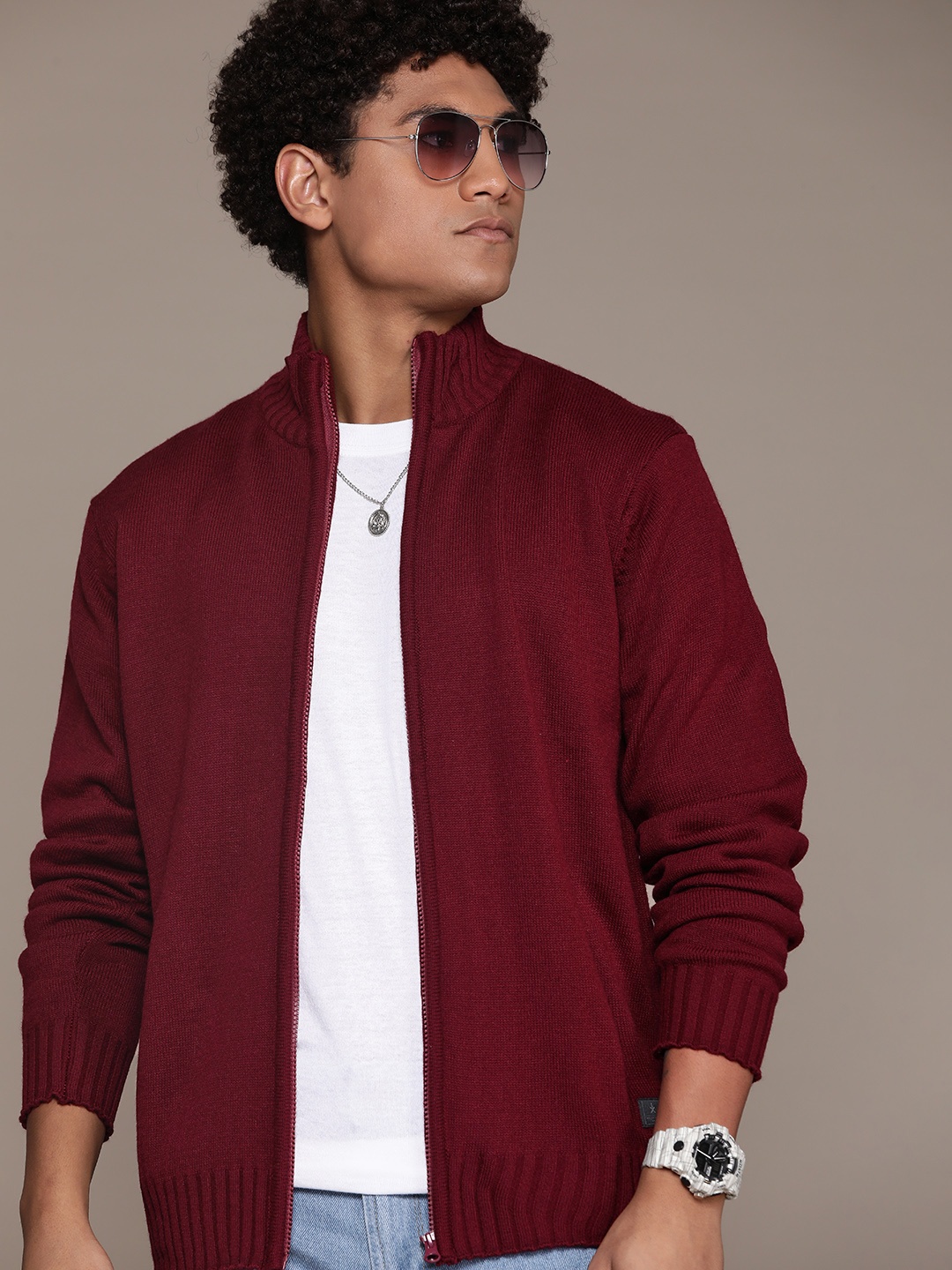 

The Roadster Lifestyle Co. Solid Front Open Acrylic Pullover, Maroon