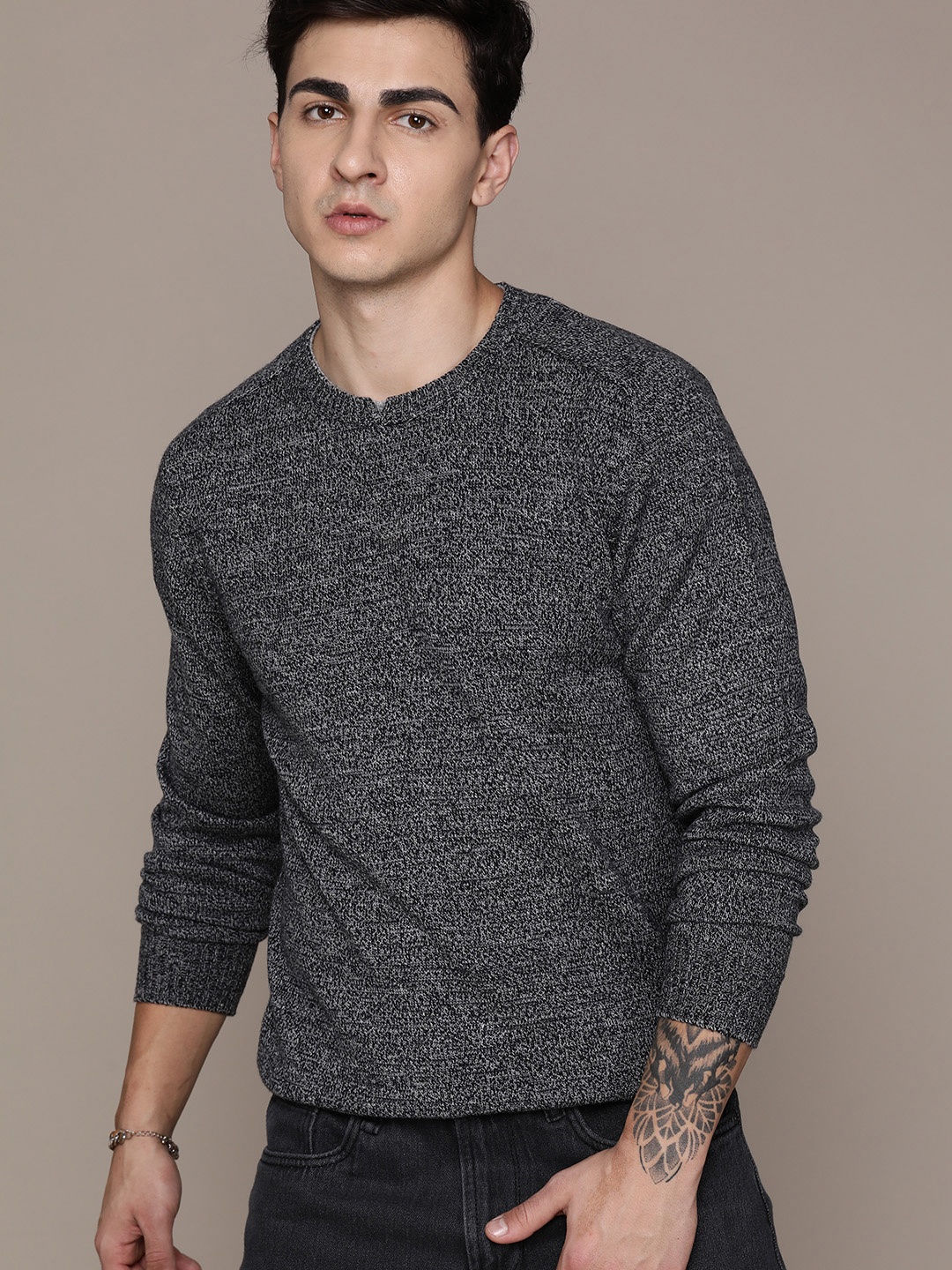 

The Roadster Lifestyle Co. Melange Acrylic Pullover, Navy blue