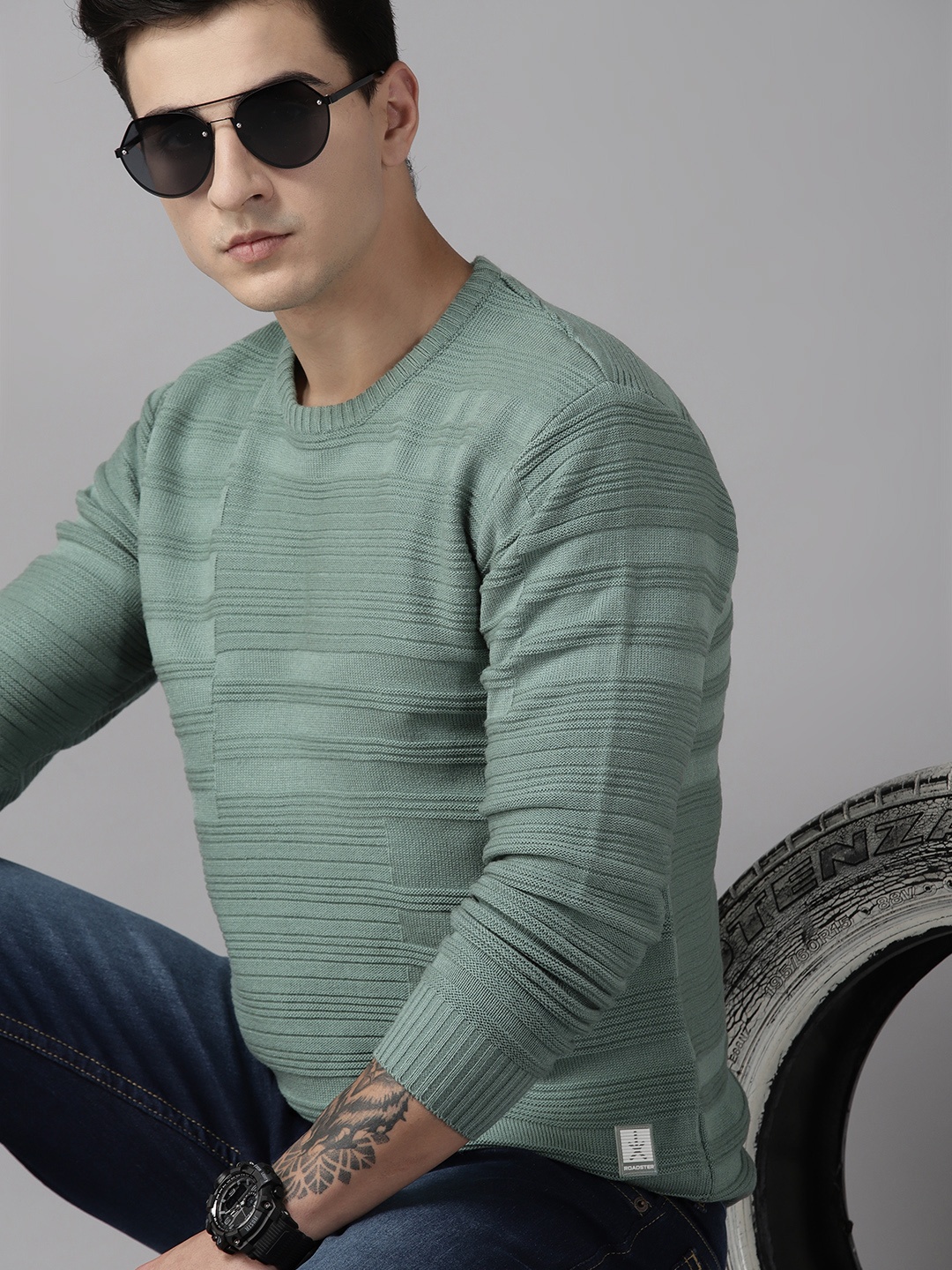 

The Roadster Lifestyle Co. Acrylic Cable Knit Pullover, Green