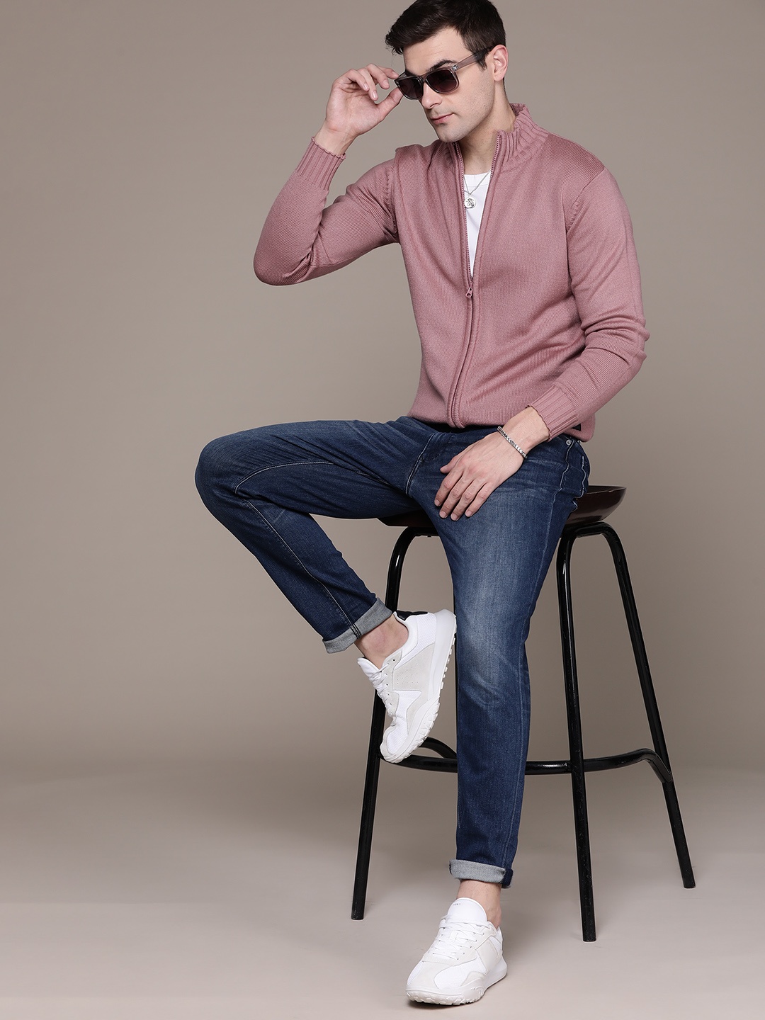

The Roadster Lifestyle Co. Solid Acrylic Cardigan, Mauve
