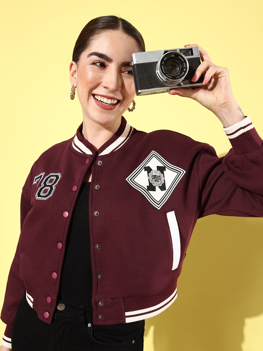 

The Roadster Lifestyle Co. Applique Varsity Jacket, Maroon
