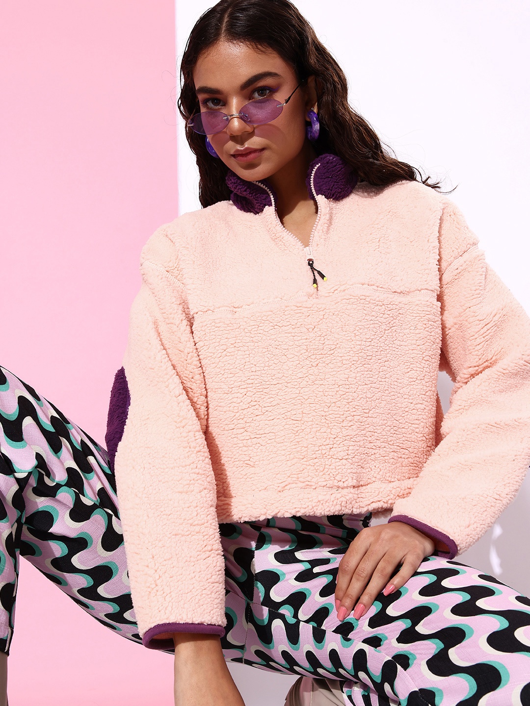

The Roadster Life Co. Self Design High-Neck Pullover Sweatshirt, Rose