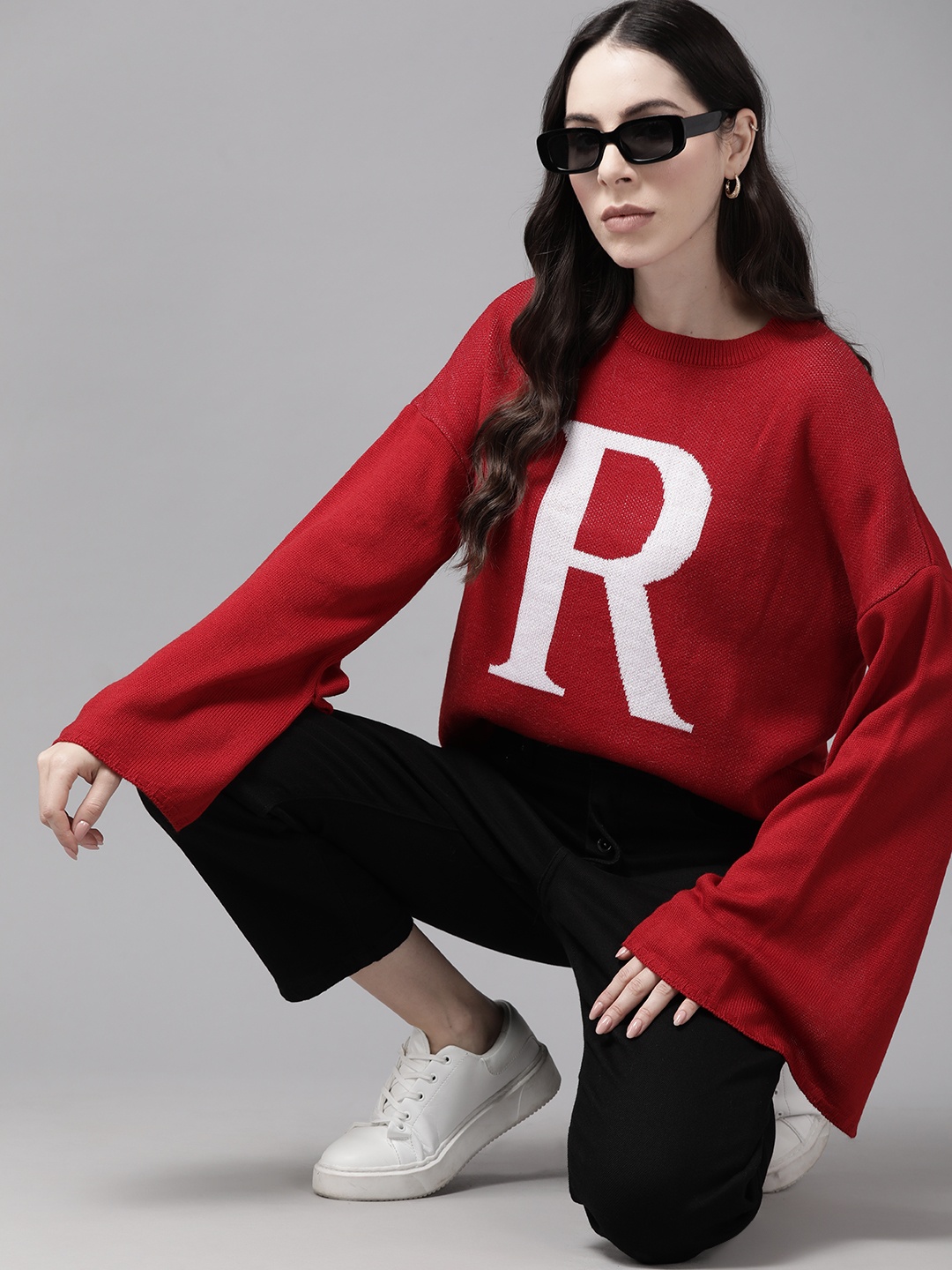 

The Roadster Lifestyle Co. Acrylic Self-Design Pullover, Red