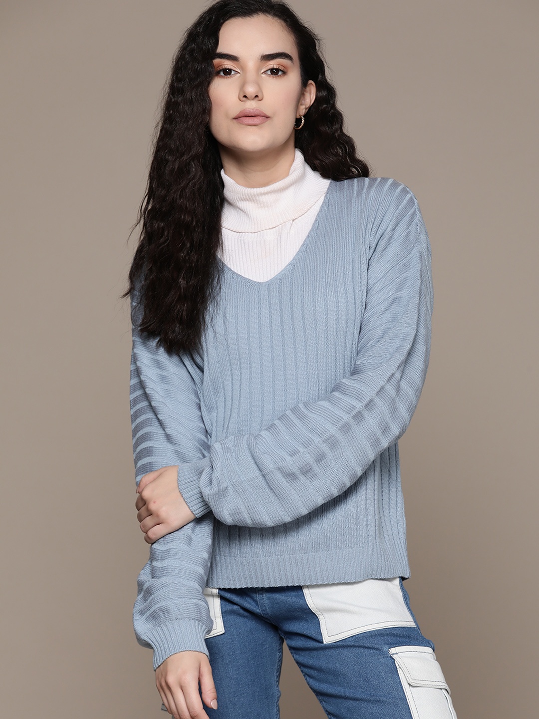 

The Roadster Lifestyle Co. Ribbed Acrylic Pullover, Blue