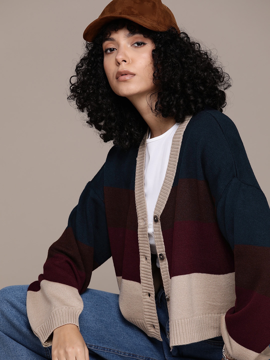 

The Roadster Lifestyle Co. Colourblocked Cardigan, Navy blue