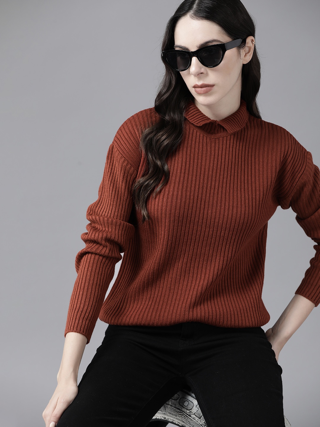 

The Roadster Lifestyle Co. Ribbed Turtle Neck Pullover, Rust