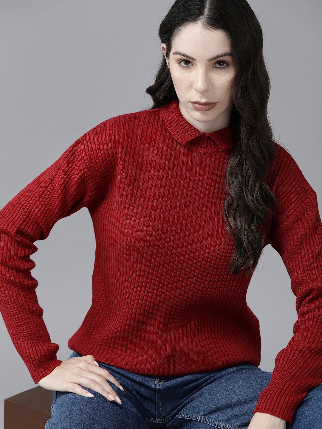 

The Roadster Lifestyle Co. Ribbed Turtle Neck Pullover, Maroon