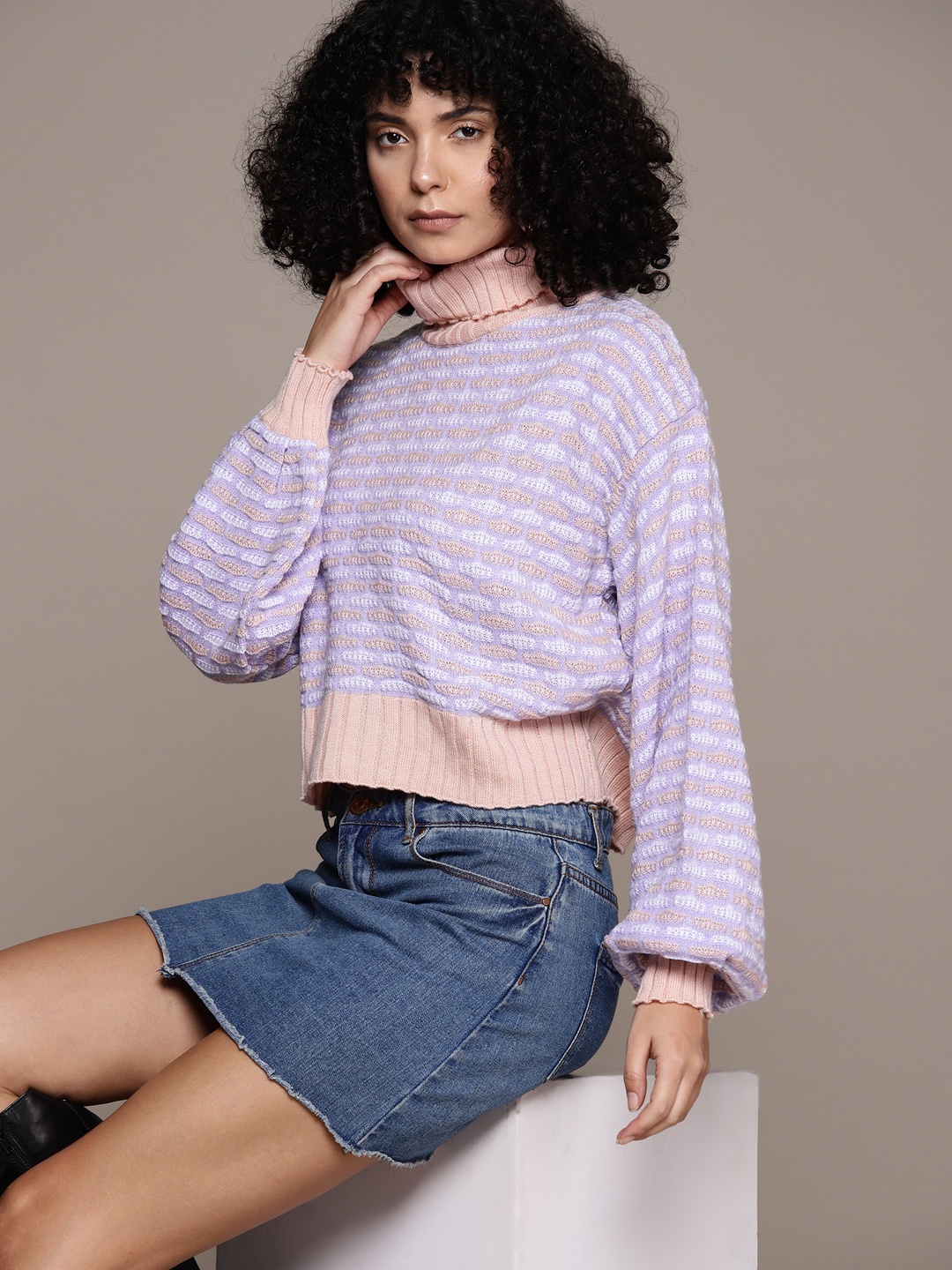 

The Roadster Lifestyle Co. Self-Designed High Neck Pullover, Lavender