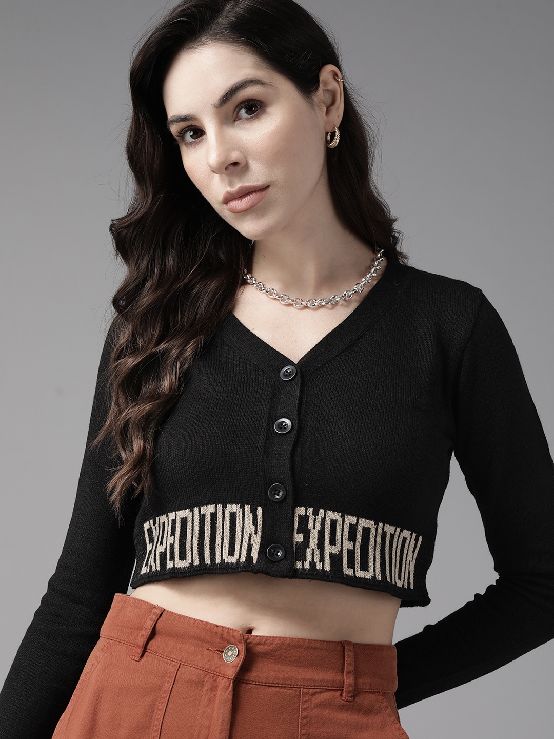 

The Roadster Lifestyle Co. V-Neck Crop Cardigan, Black