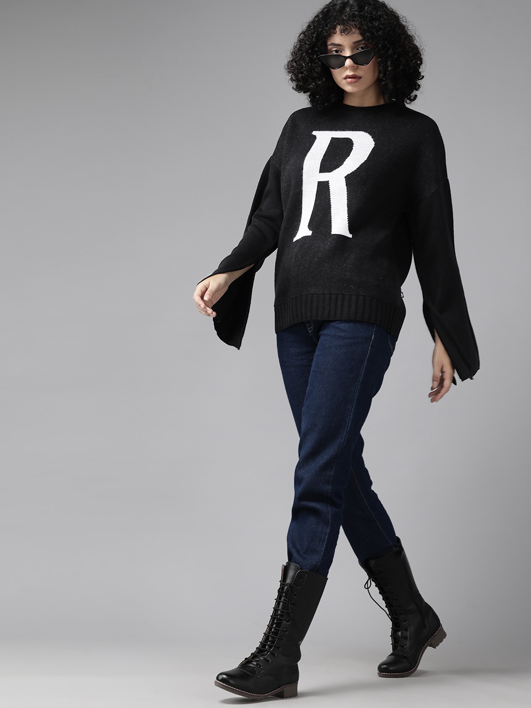 

The Roadster Lifestyle Co. Flared Sleeves Pullover, Black
