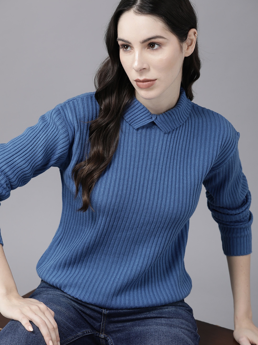 

The Roadster Lifestyle Co. Ribbed Turtle Neck Pullover, Blue