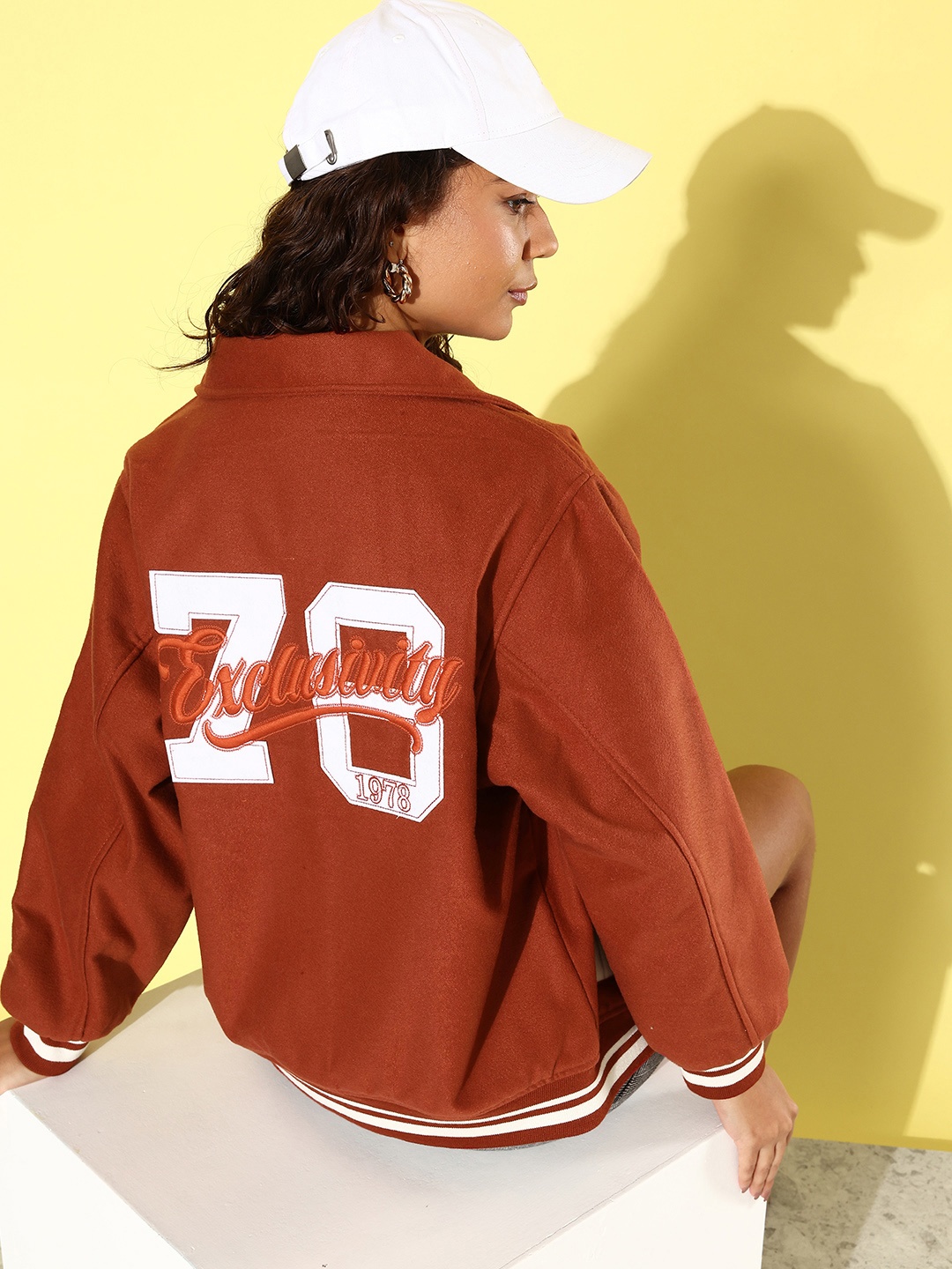 

The Roadster Life Co. Typography Varsity Jacket, Rust