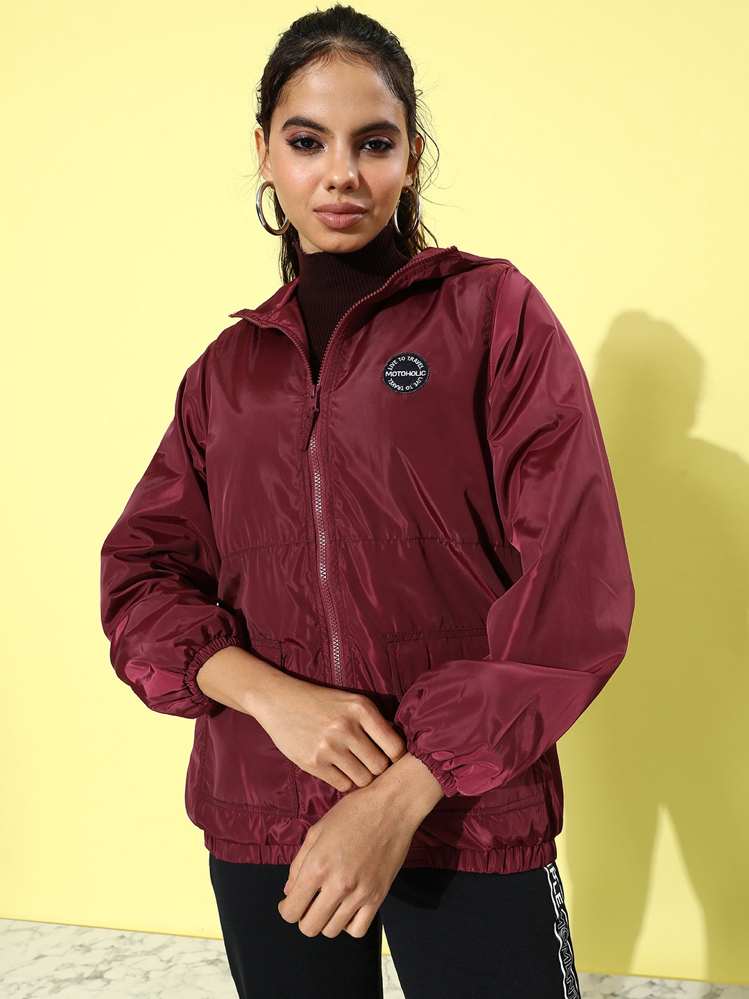 

The Roadster Life Co. Hooded Bomber Jacket, Maroon