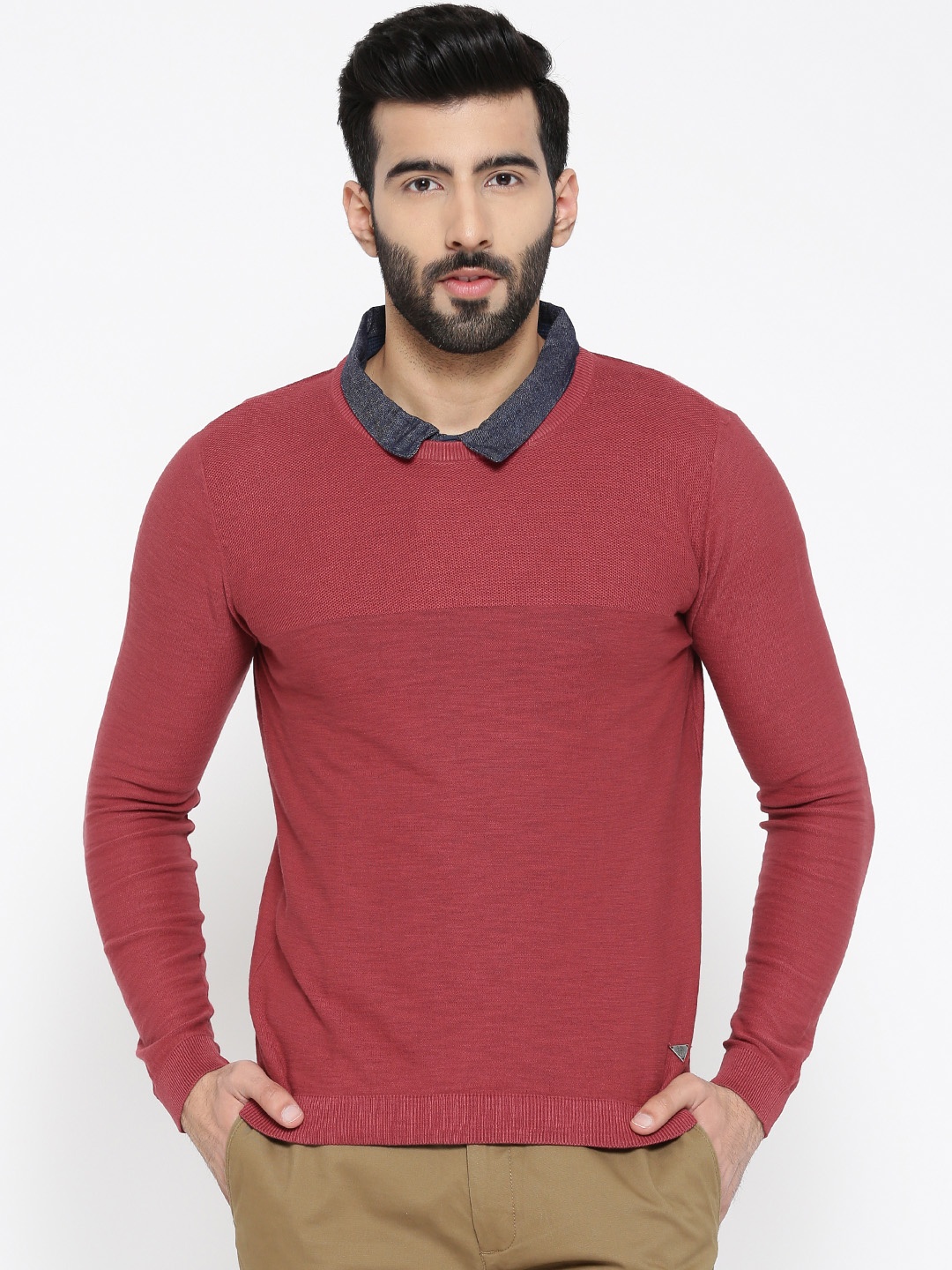 

Blackberrys Men Pink Solid Sweater