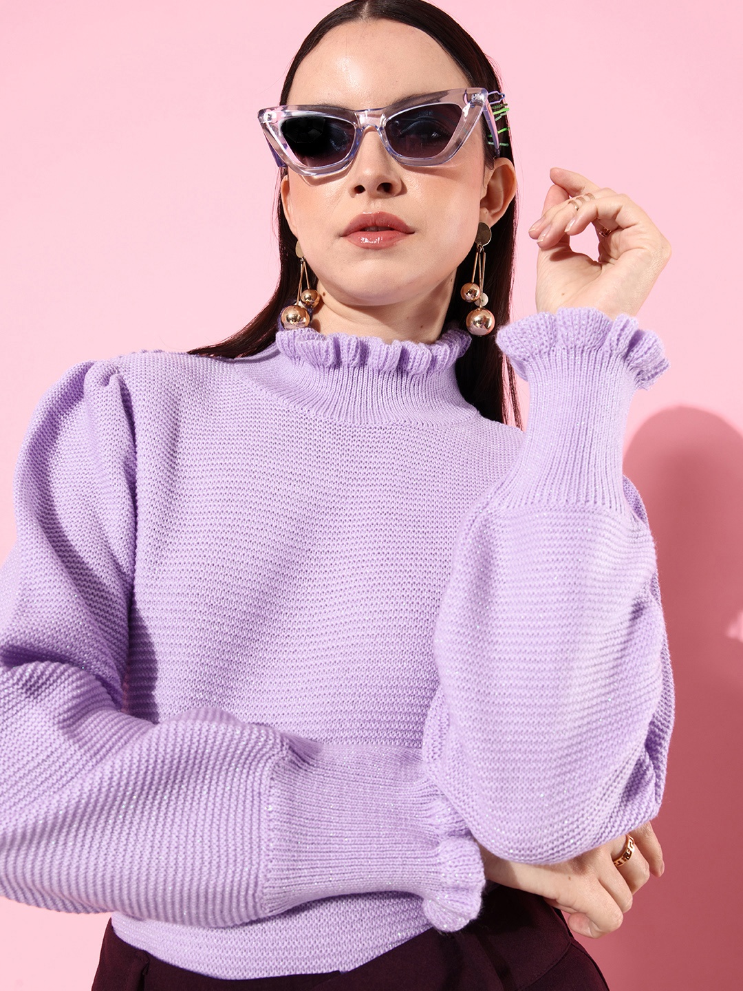 

The Roadster Life Co. Self Design Open-Knit Pullover Sweater, Lavender