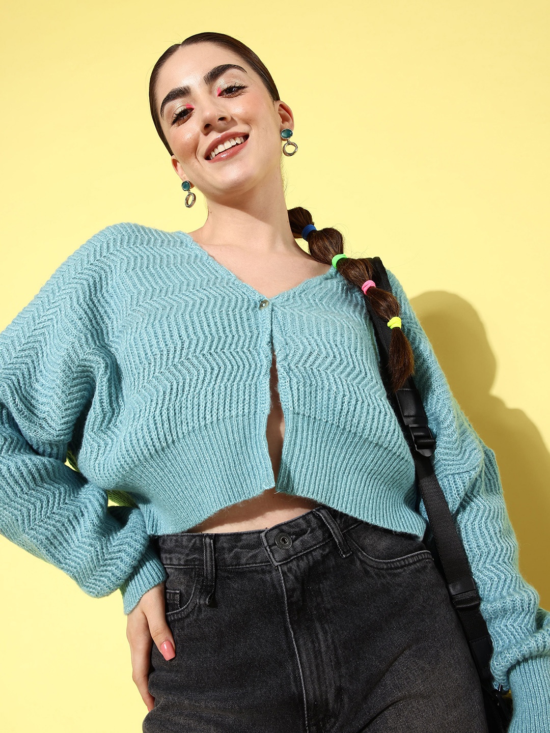 

The Roadster Life Co. Self-Design Crop Cardigan, Blue