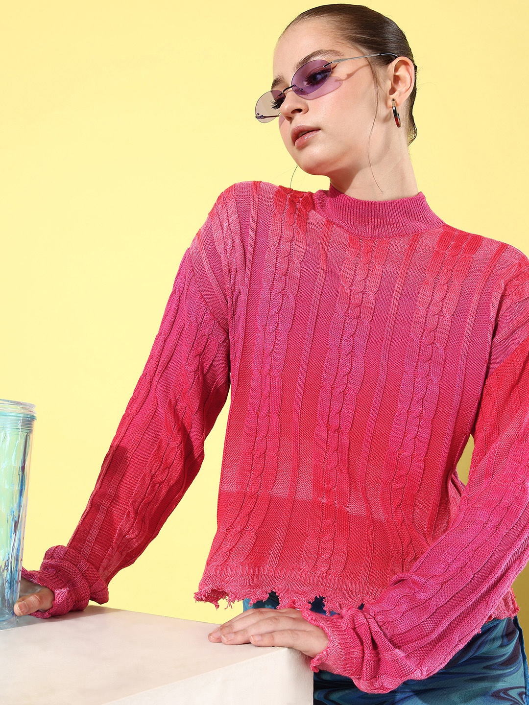 

The Roadster Life Co. Self-Design Ombre Effect Pullover, Pink