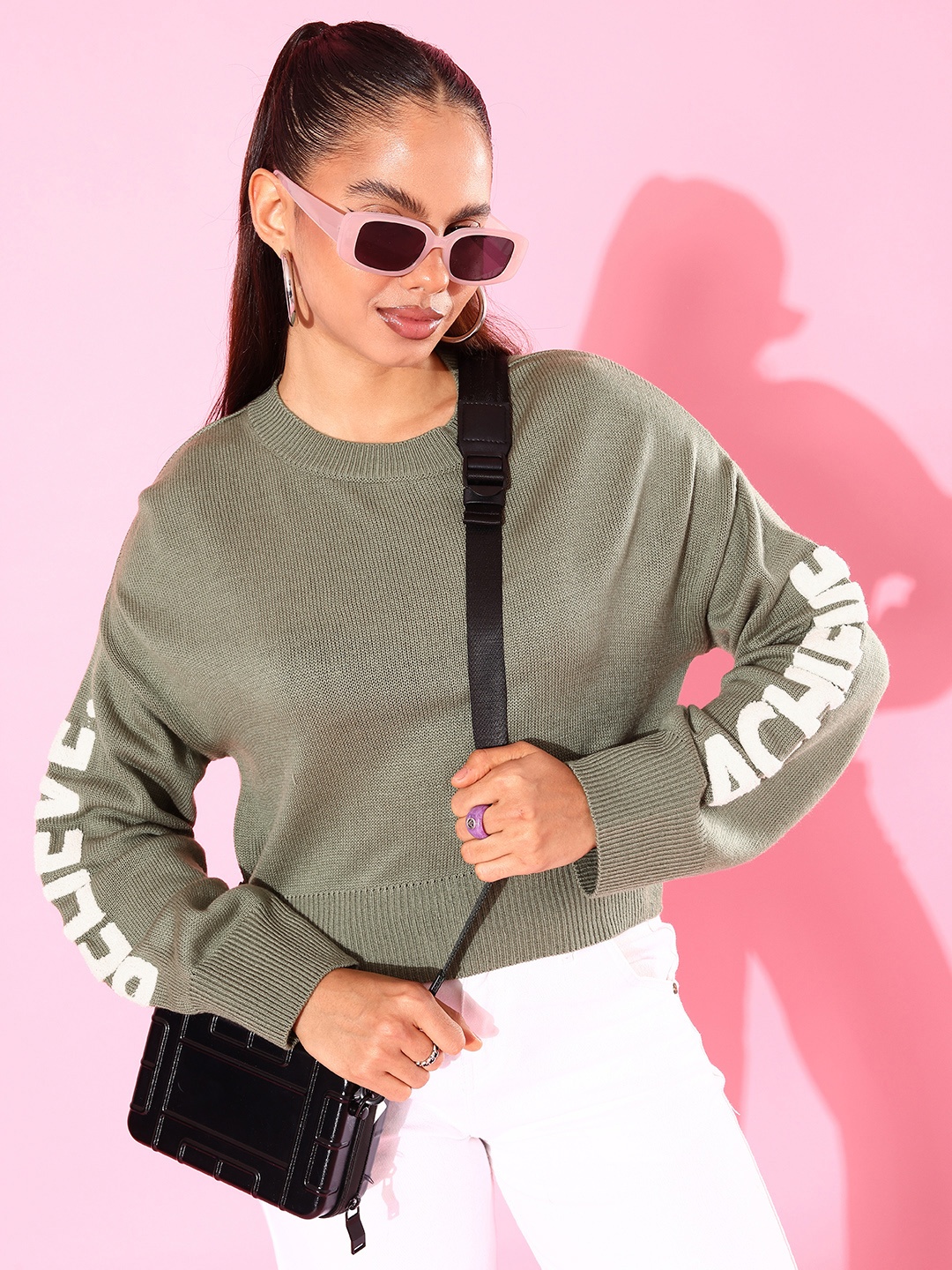 

The Roadster Life Co. Self Design Typography Pullover Sweater, Olive