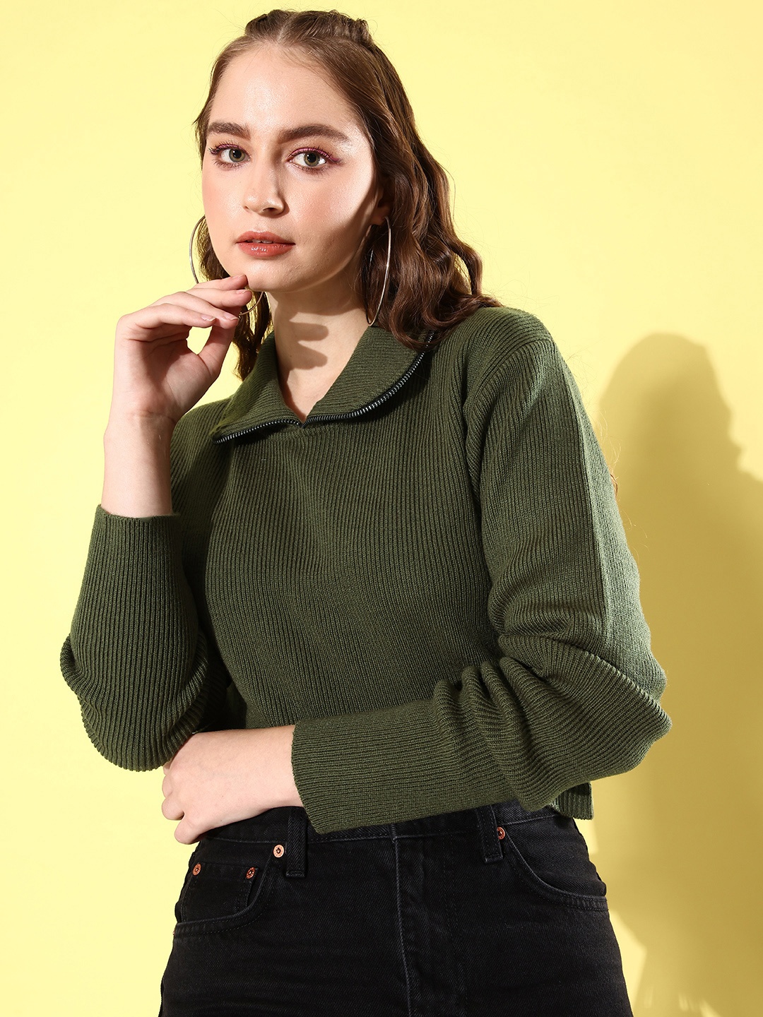 

The Roadster Life Co. Solid Peter-Pan Collar Pullover Sweater, Olive