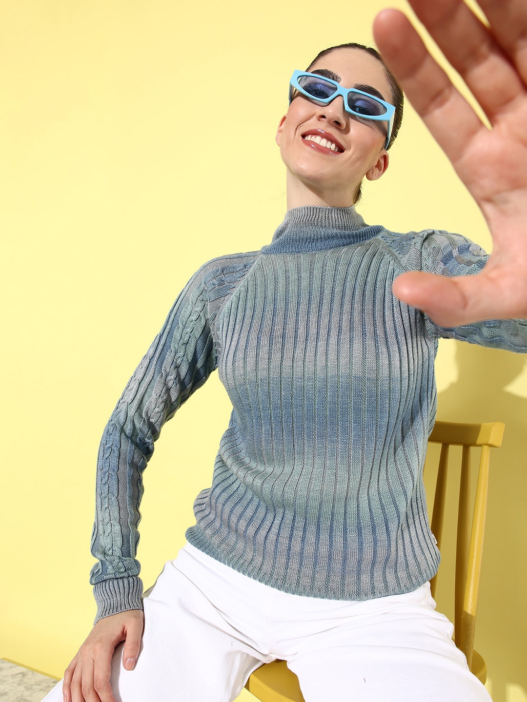 

The Roadster Life Co. Self-Design Ombre Effect Pullover, Blue