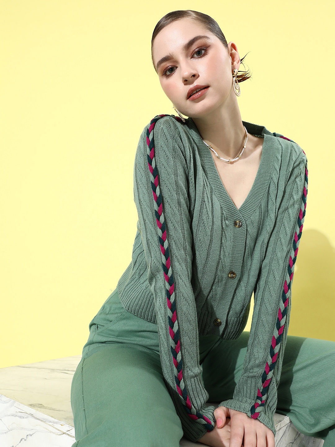 

The Roadster Life Co. Cable Knit Cardigan, Green