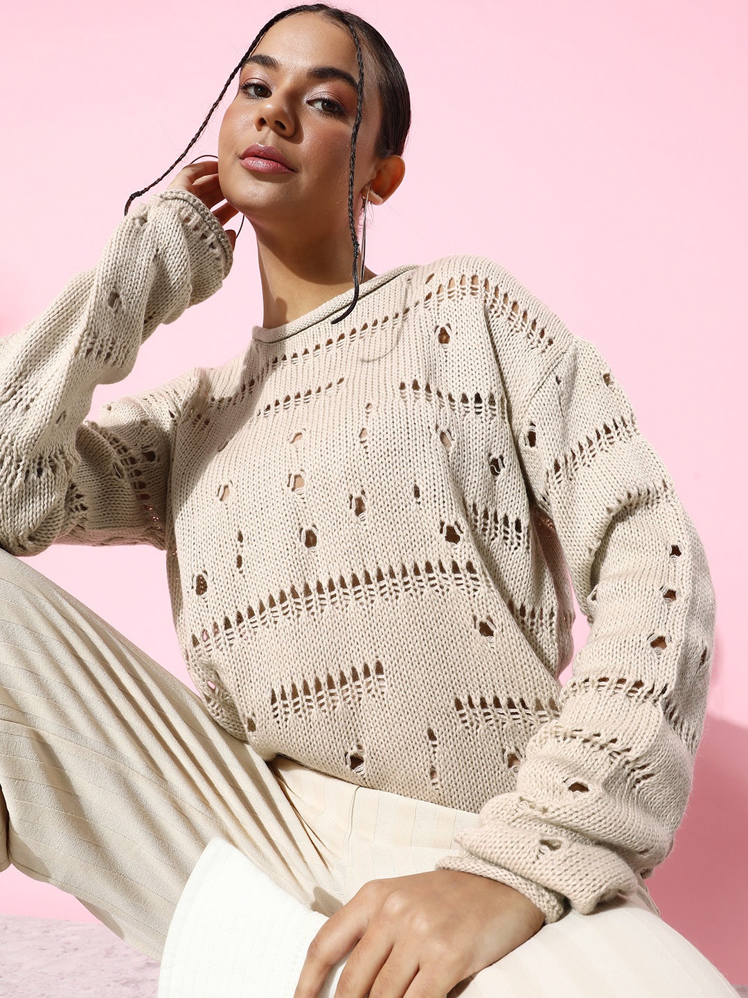 

The Roadster Life Co. Self-Design Pullover, Off white