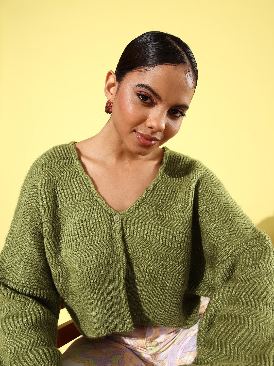 

The Roadster Life Co. Self-Design Crop Cardigan, Green