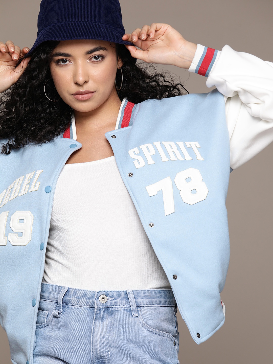 

The Roadster Lifestyle Co. Applique Varsity Jacket, Blue