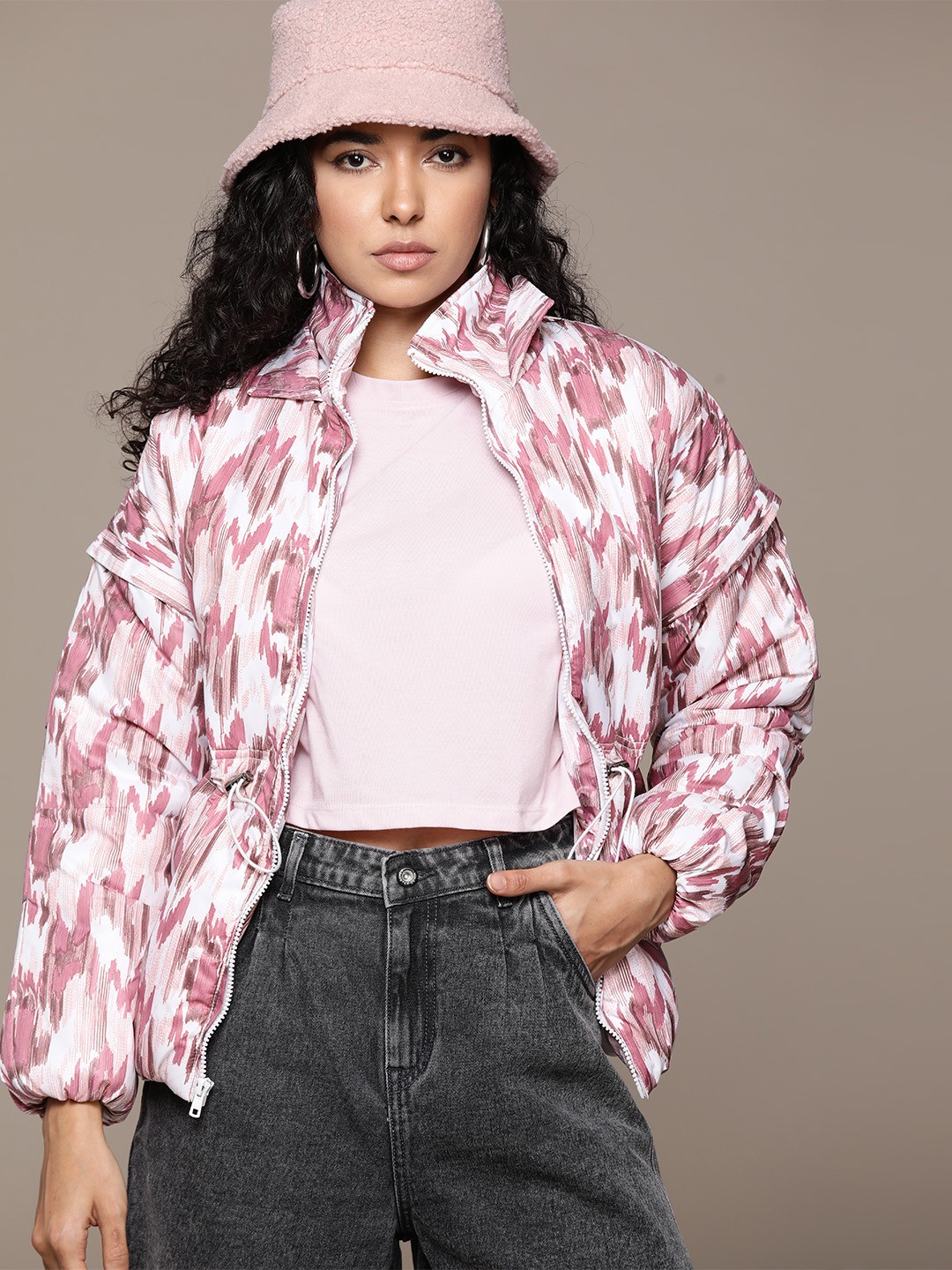 

The Roadster Lifestyle Co. Printed Puffer Jacket, White