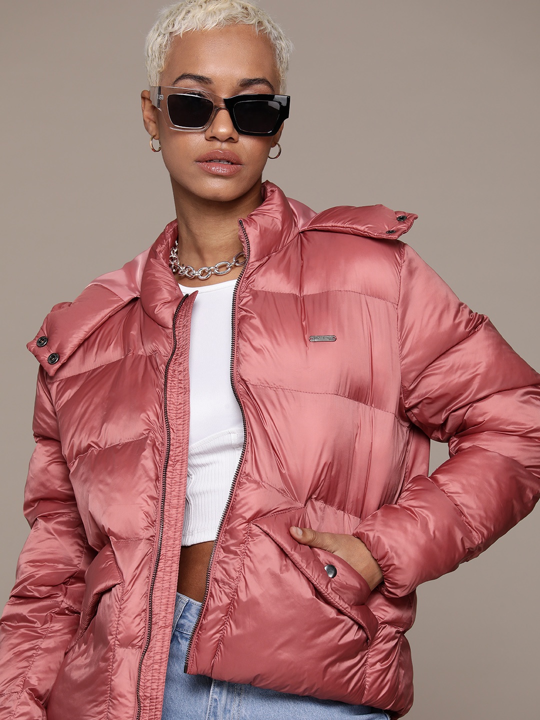 

The Roadster Lifestyle Co. Hooded Puffer Jacket, Pink