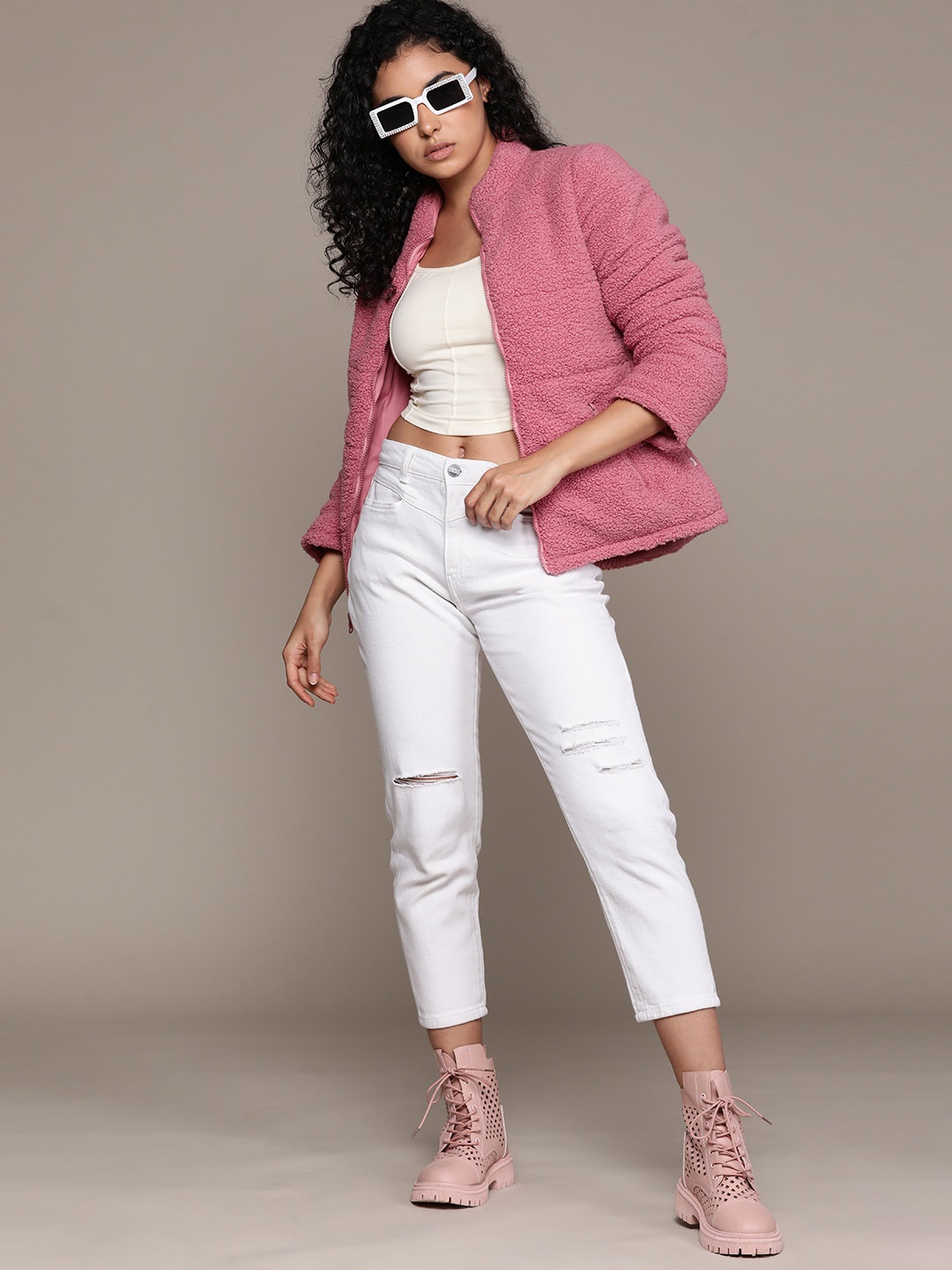 

The Roadster Lifestyle Co. Reversible Sherpa Padded Jacket, Pink