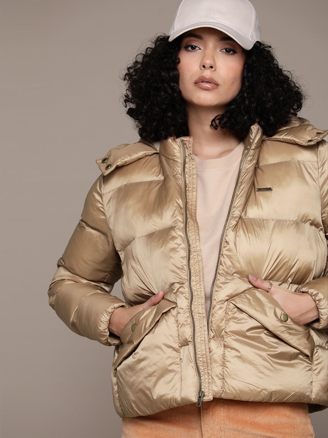 

The Roadster Lifestyle Co. Hooded Puffer Jacket, Beige